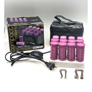 Conair Compact Rollers Travel Hair Curlers With Pins Quik & Easy Curls On The Go